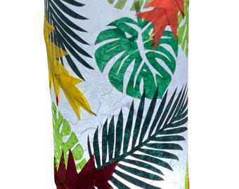 Handcrafted Tropical Leaves Table Lamp: Mulberry Paper Art | 20x52 cm