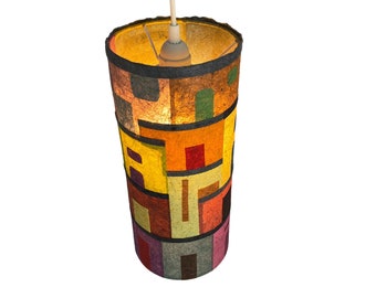 Handcrafted Banana Paper Pendant Light Shade: Latino Inspired Art | 15x40 cm