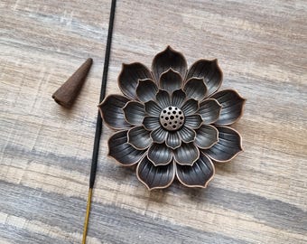 Metal lotus flower incense holder, incense holder, incense burner