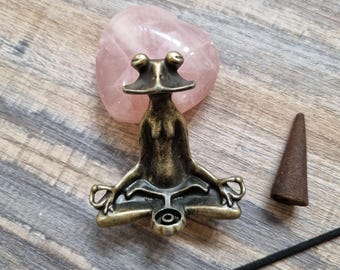 Frog incense holder, Meditation Frog incense burner, Peace frog incense holder.