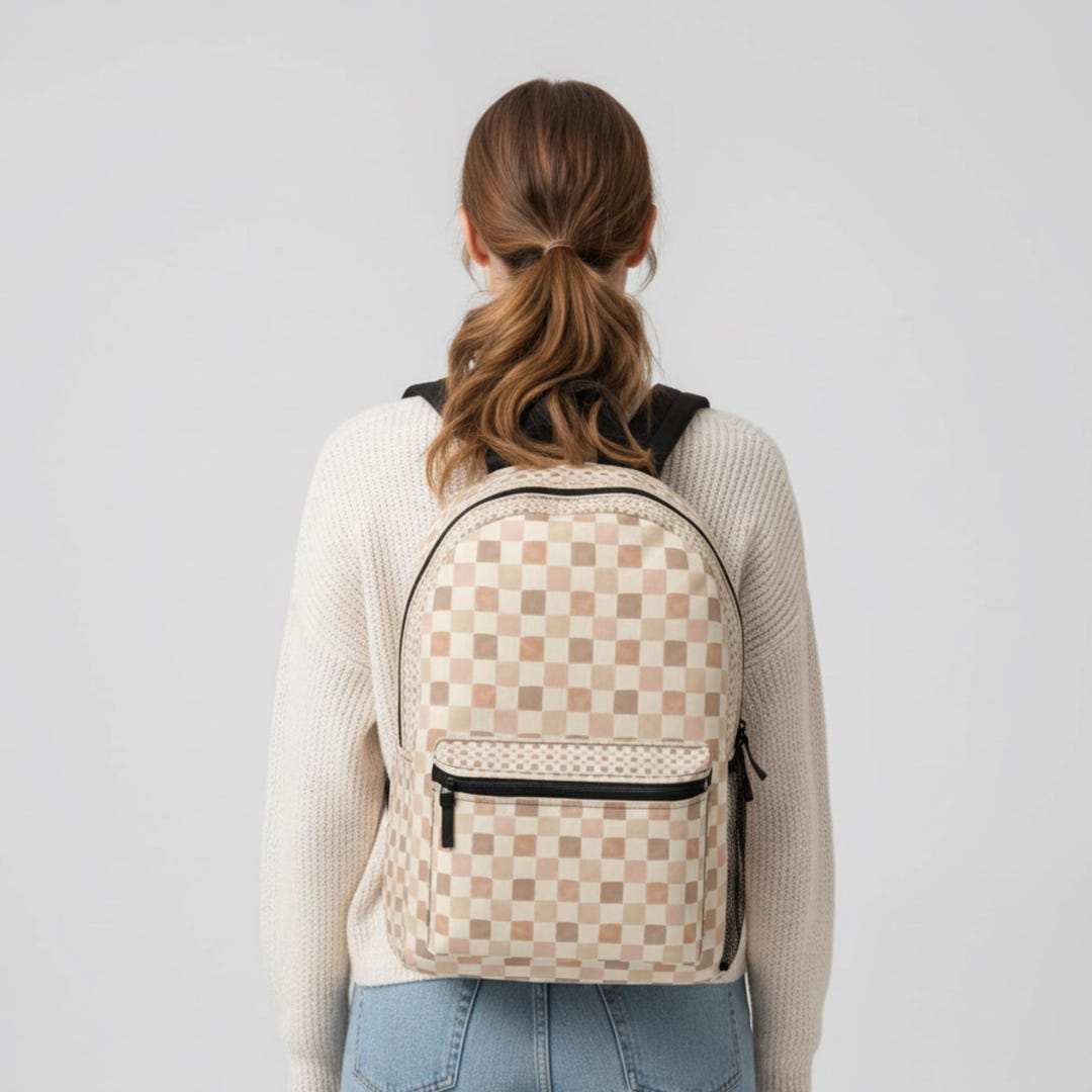 Boho Checkered Backpack - Etsy