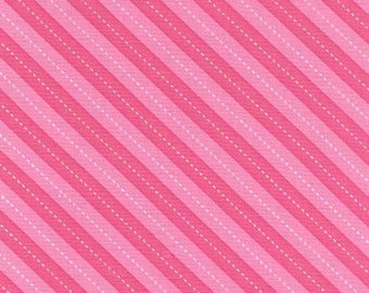 Up & Away Balloon Stripe Pink Fabric by Michael Miller