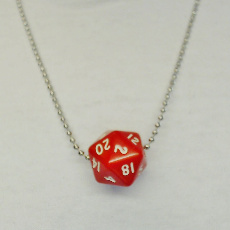 Customisable Dice Necklace D20 on Ball Chain for Fans of Etsy