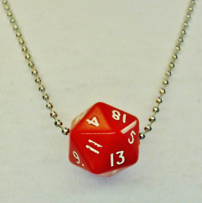 Customisable Dice Necklace D20 on Ball Chain for Fans of Etsy