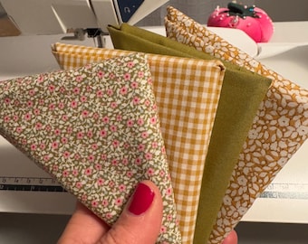Tilda Fat Quarter Bundle Quilting Fabric Brie Green,  Gingham Yellow,  Moss,  Avery Yellow