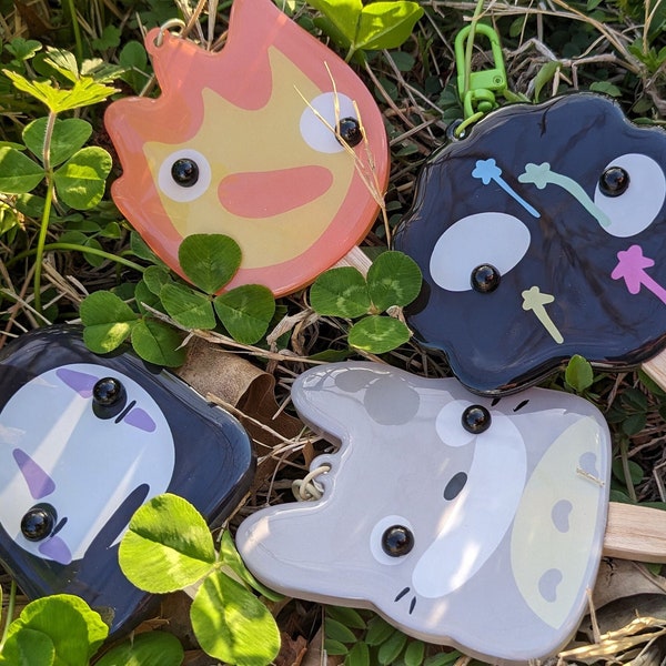 Ghibli Ice Pops - Face Bars - Icecream bars- Silly Character - Calcifer - Totoro - No Face - Keychains - Charms - Anime - Popsicle Sticks