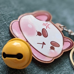 Puppycat Wooden Keychain: 2&quot; Charm with Bell