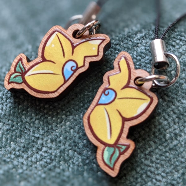 Friendship - Love - Matching - Kingdom Hearts - KH - Paopu Fruit - Wooden  1" Inch Charm - Phone Strap - Necklace - Couple