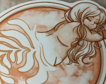 LatteMaid Vinyl Sticker - Body Positive - Plus Size- Coffee Theme - Sticker - Latte Art - Mermaid