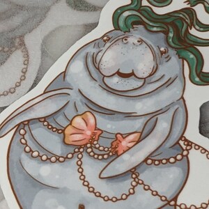 ManaBAE Vinyl Sticker - Manatea - Mermaid - Seashell Bra - Sea Cow - Funny Sticker - Beach Bod