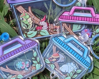 Bug Type Terrarium - Customize - Openable Shaker Charm - Acrylic Keychain - Nature Lover - Trainer