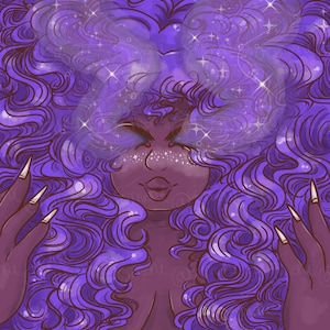 Mother Art Print - Celestial - Goddess - Beal - Space - Galaxy - Universe - BBW - Purple Hair - Original Work