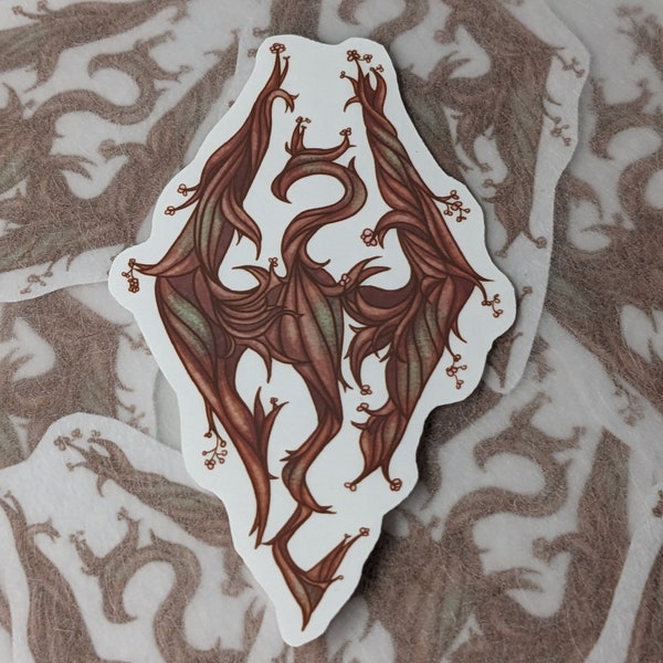 Dragon Born Vinyl Sticker - Floral - Twig - Skyrim - Video game Sticker