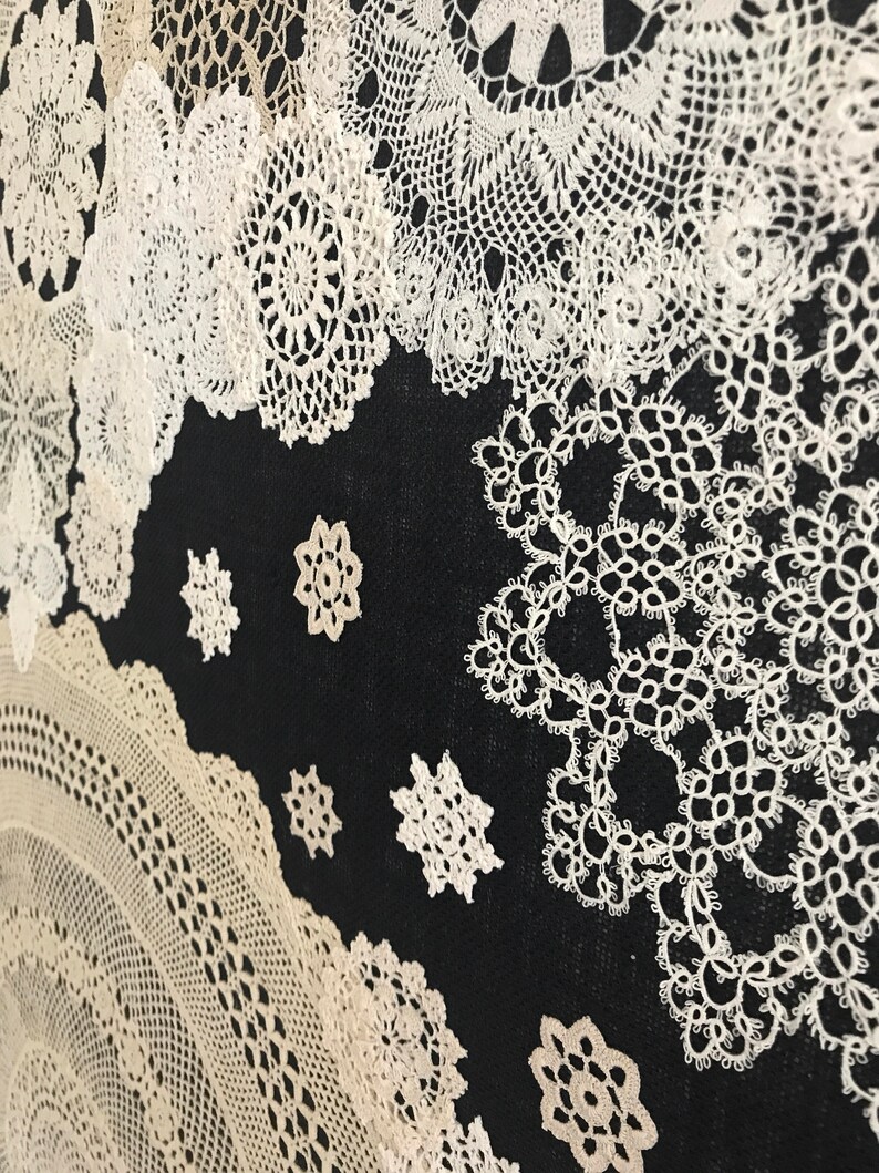 Doily Art Wall Hanging snowy Night Vintage Etsy Canada
