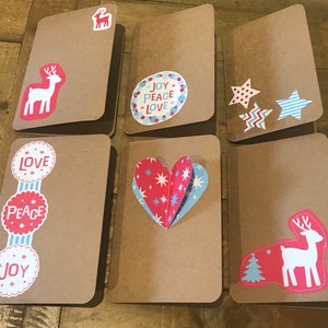 Christmas Cards - Kraft Brown - Pack of 6 with Envelopes