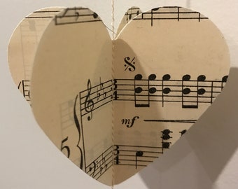 Paper Heart Garland - Vintage Music - 3 strands (2m each, 6m in total) - Wedding - - Paper Craft