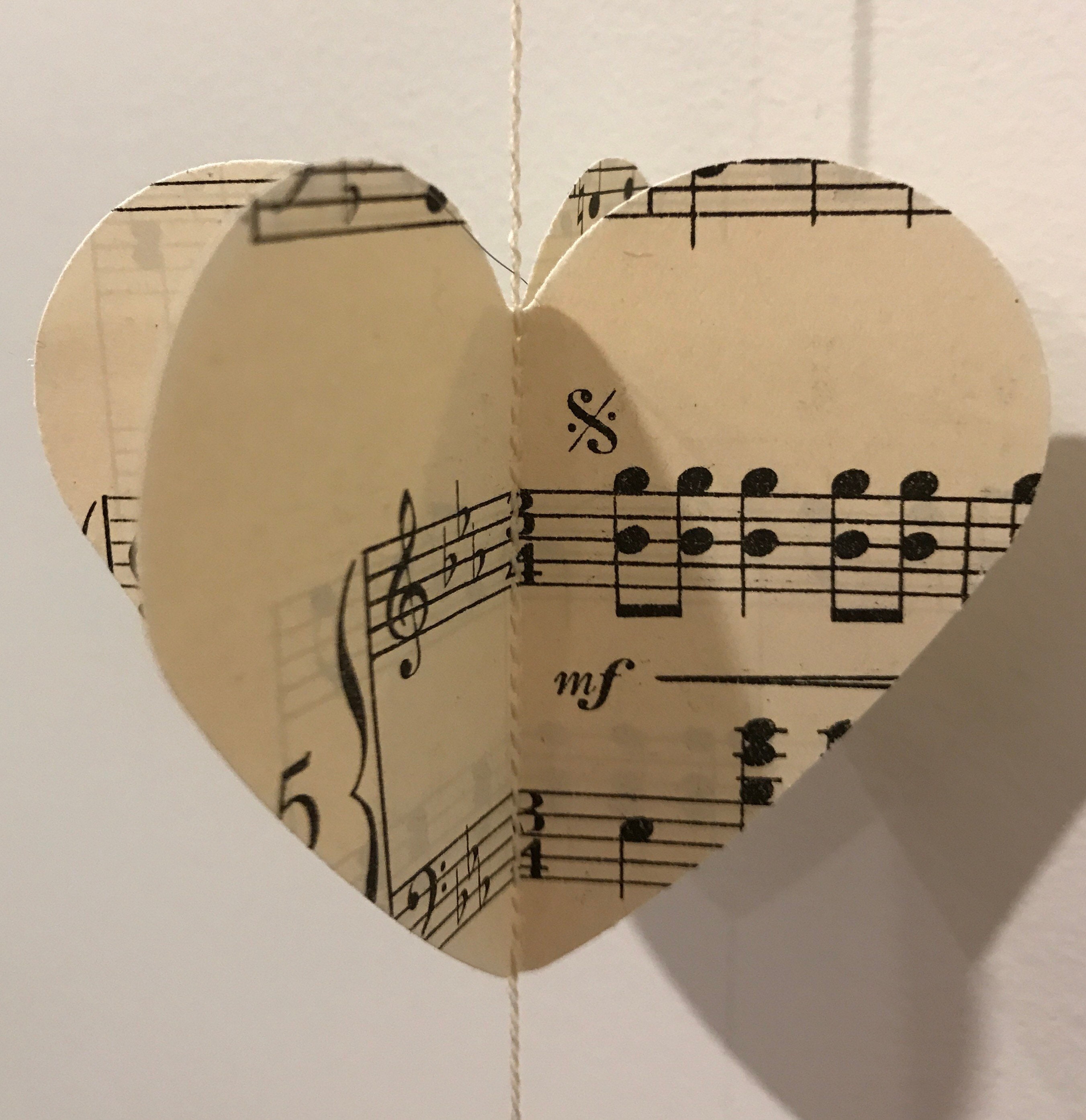 Vintage Sheet Music Paper Heart Garland – Montclair Made