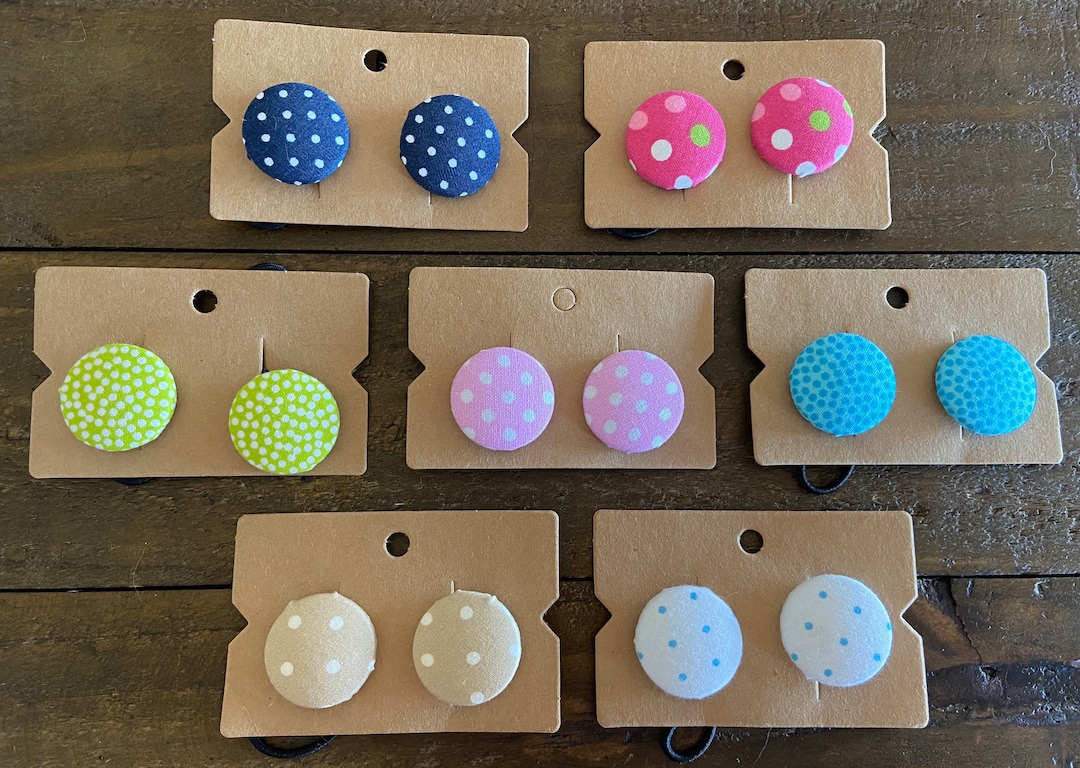 Fabric Button Hair Elastic Bobbles - Polka Dot Range - Two Pack - Etsy ...