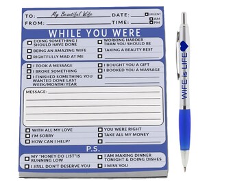 Wife is Life (WiL) Notepad and pen bundle - valentine, anniversary,husband, wife, bachelor, bride gifts