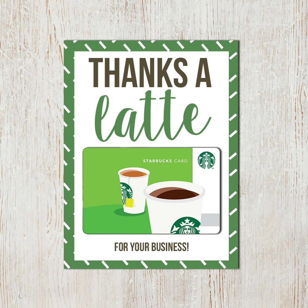 Thanks A Latte Business PRINTABLE Gift Card Holder | Etsy