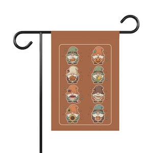 Gartenflagge „Herbstliche Zwergenreihe“ | Gartenbanner