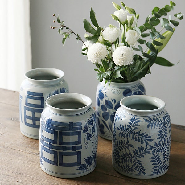 Blue and White Vase Etsy