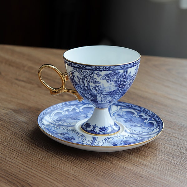 Gold White Tea Cup Etsy