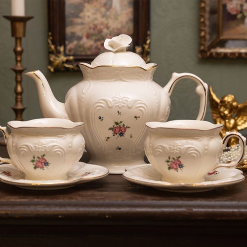 Vintage Hollow Porcelain Tea Set Cup and Saucer Set Etsy