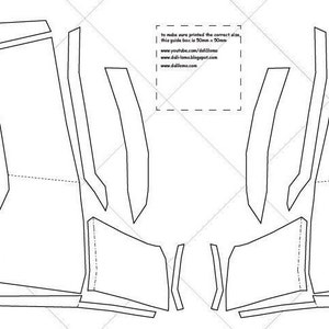 May include: A black and white line drawing of a papercraft model. The model is a pair of boots with a pointed toe and a high heel. The drawing includes instructions for making the model.