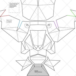 May include: A black and white origami papercraft template for a bear. The template includes fold lines and tabs for assembly. The template is labeled "Paper Toads" and includes instructions to make sure to protect the correct fold.