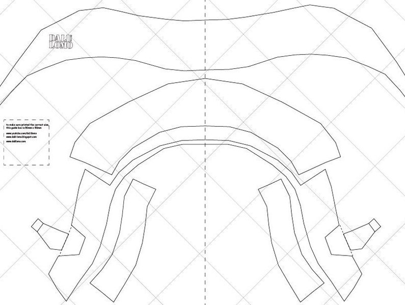 May include: A printable pattern for a helmet, with the text "Dali Logo" at the top.