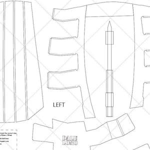 May include: A printable papercraft template for a pencil holder. The template includes instructions to print the guide box to the correct size, 150mm x 90mm. The template includes the text "DALE LOMO" and "LEFT".