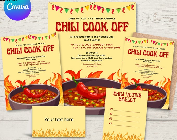 EDITABLE Chili Cook off Printables Includes Flyer, Poster, Invitation ...