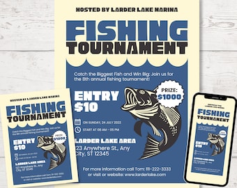 Fishing Tournament Template Pack | Poster, Flyer, and Digital Flyer