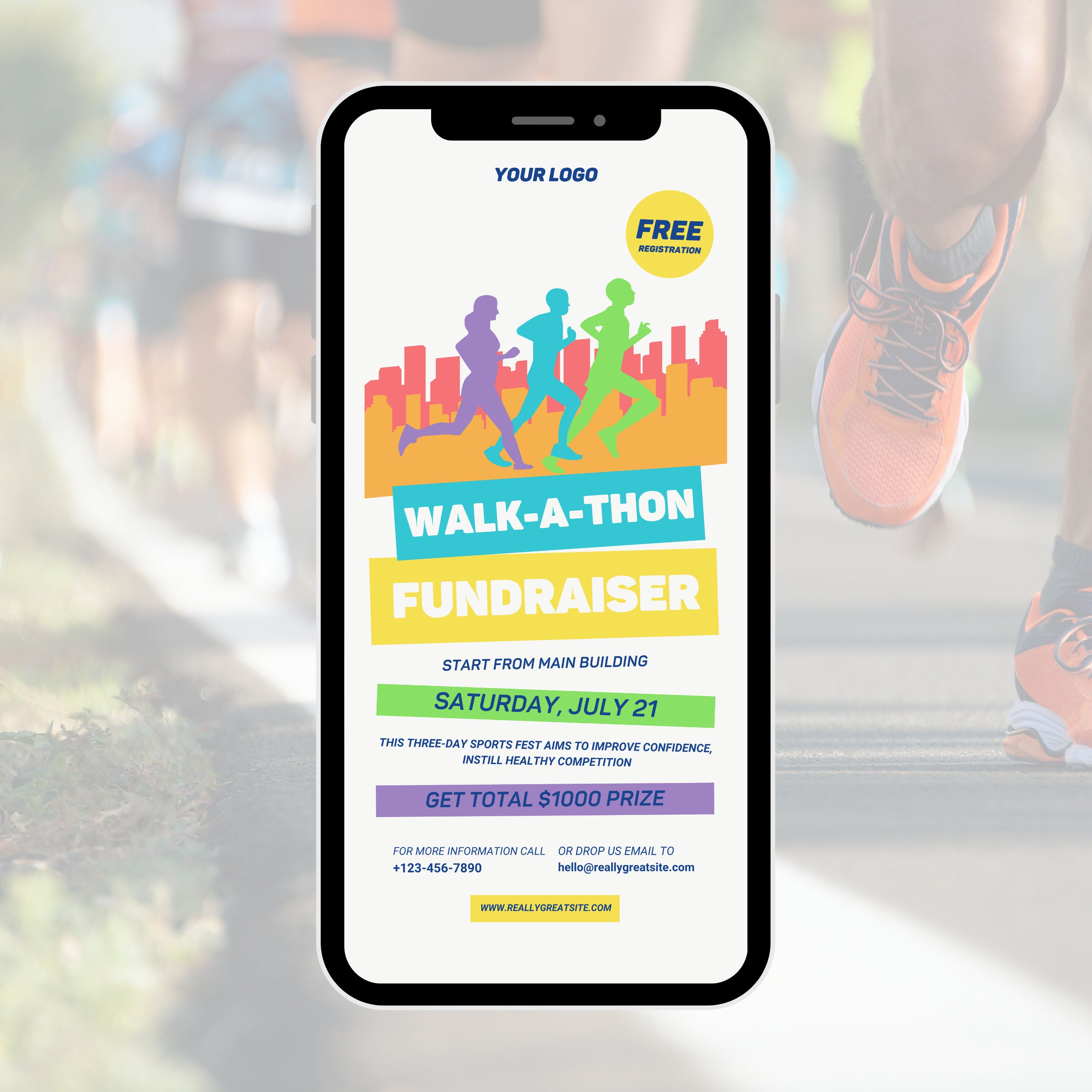 EDITABLE Walk-a-thon Fundraiser Bundle Includes Poster, Flyer, and