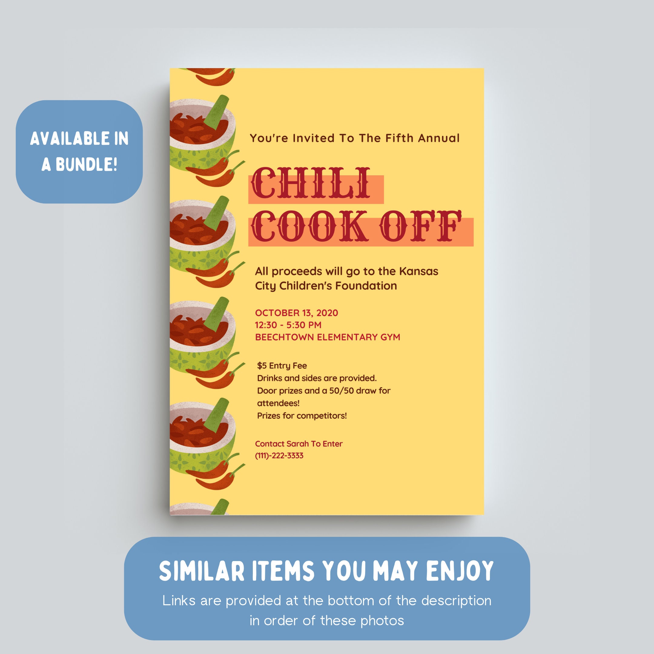 EDITABLE Chili Cook off Printables Includes Flyer Poster - Etsy