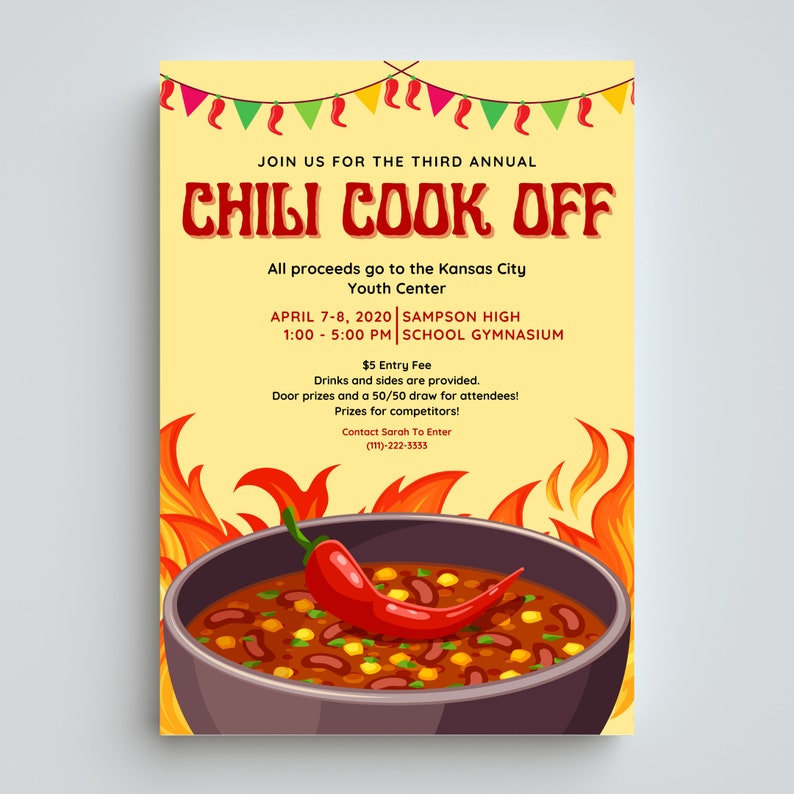EDITABLE Chili Cook off Printables | Includes Flyer, Poster, Invitation ...