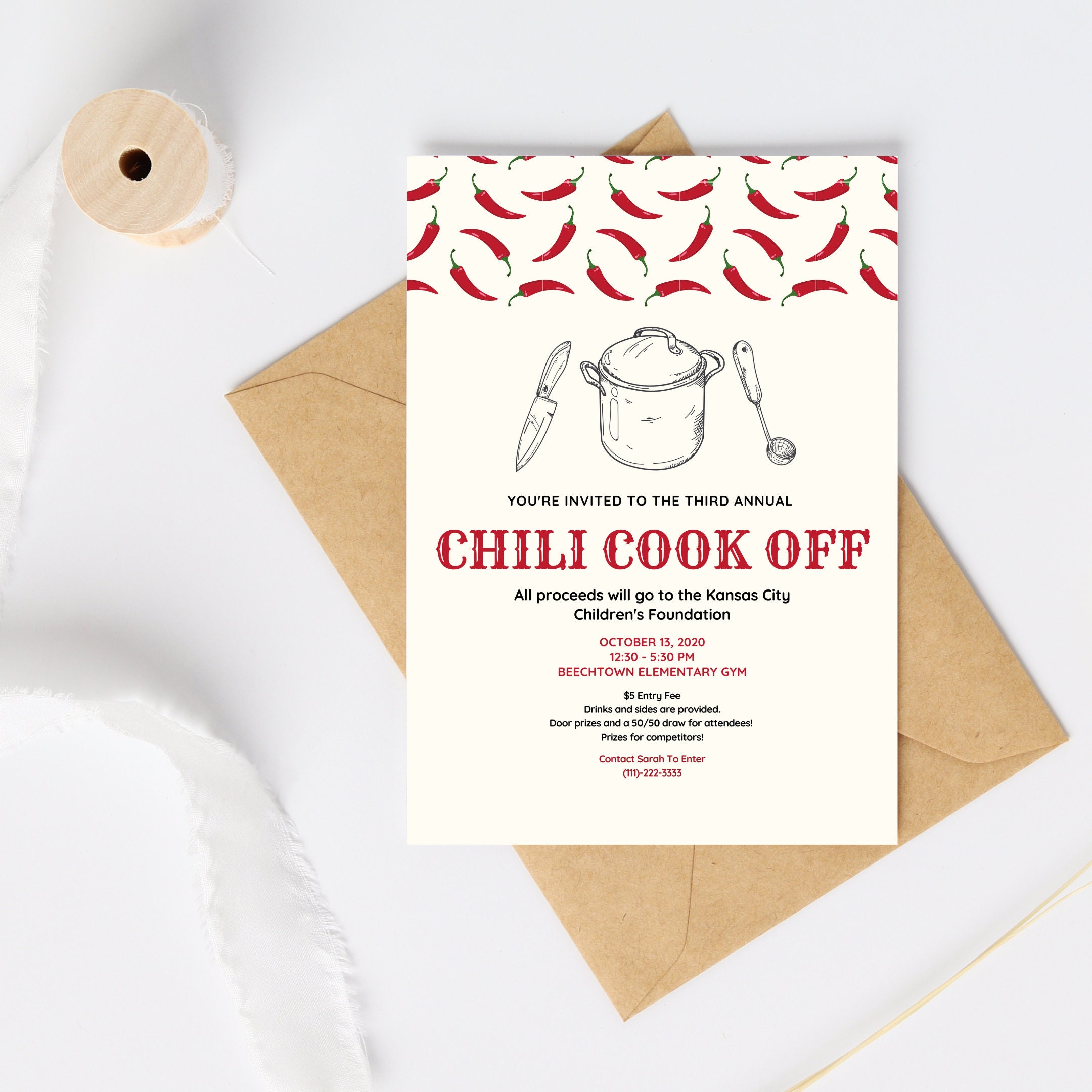 EDITABLE Chili Cook off Printables Includes Flyer, Poster, Invitation
