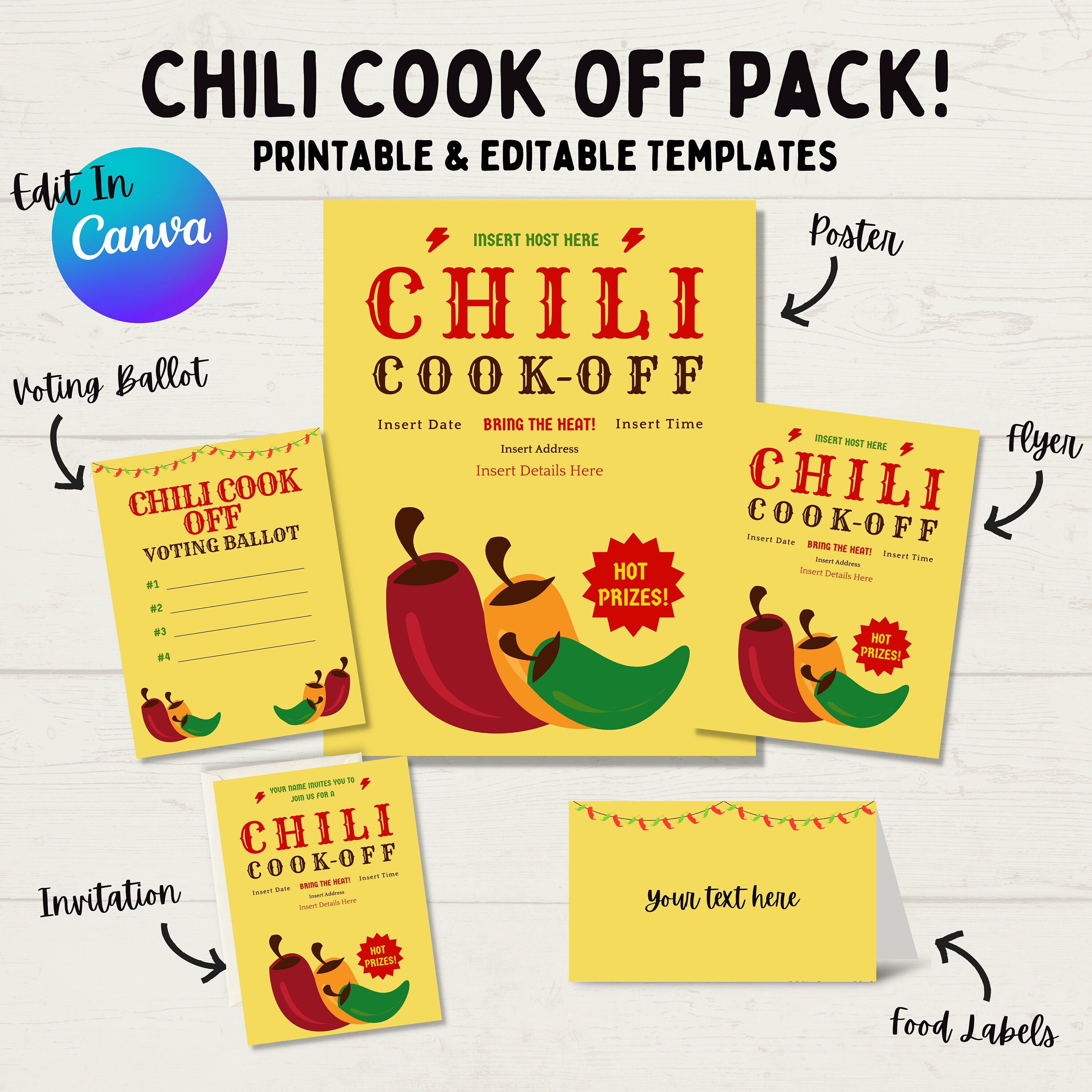 EDITABLE Chili Cook off Printables Includes Flyer Poster Etsy