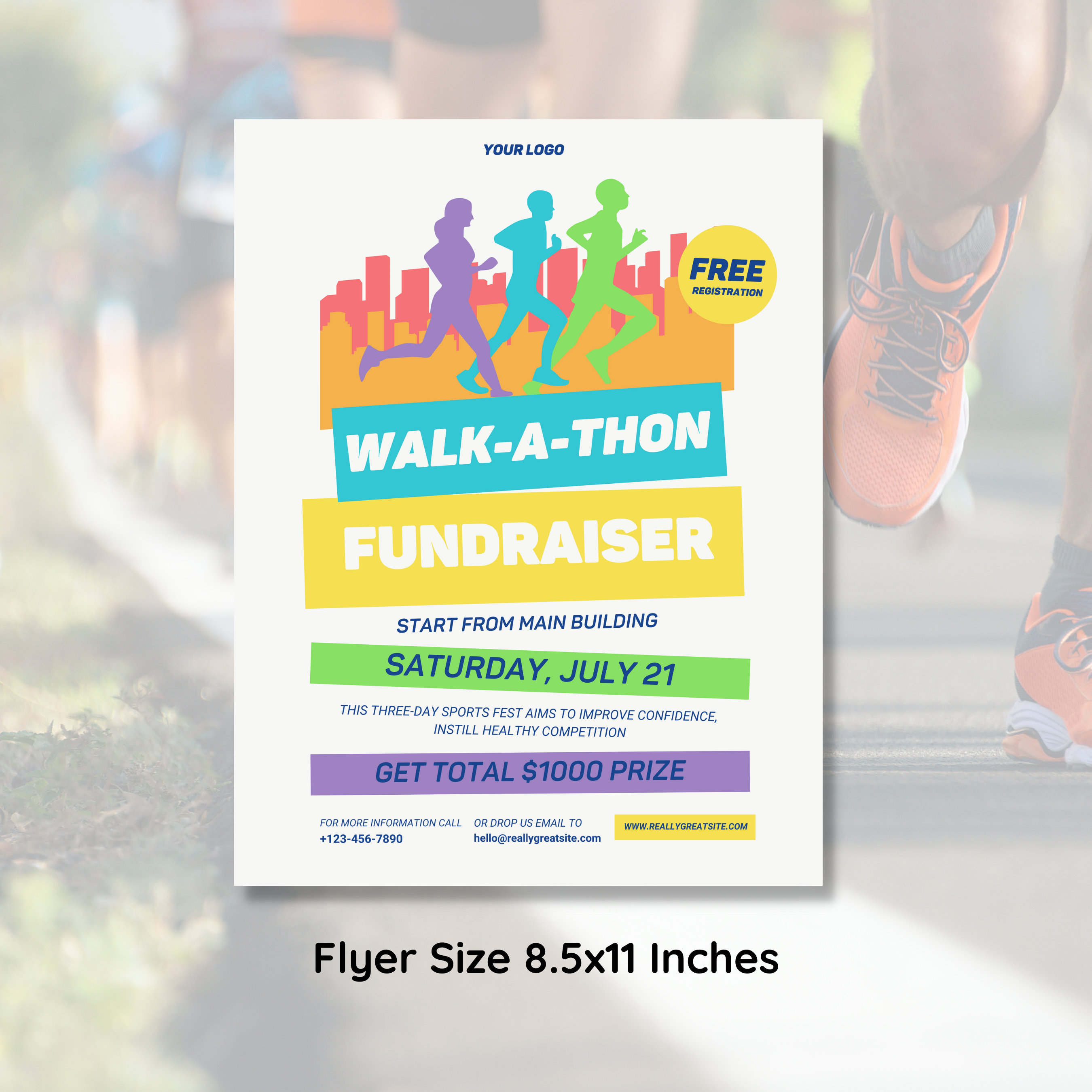 EDITABLE Walk-a-thon Fundraiser Bundle Includes Poster, Flyer, and