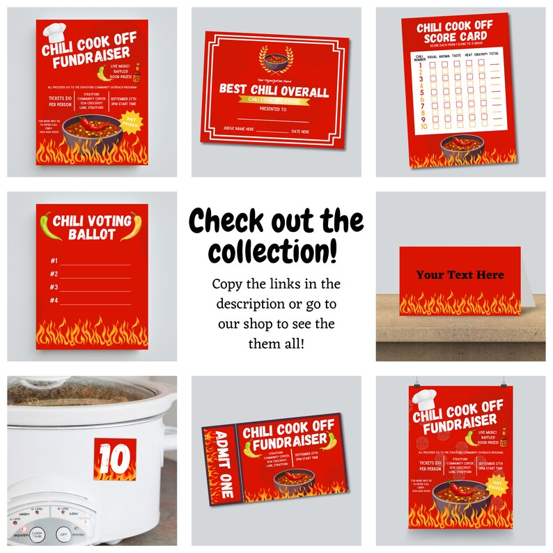 Chili Cook off Ticket Digital Download Editable and Printable Event