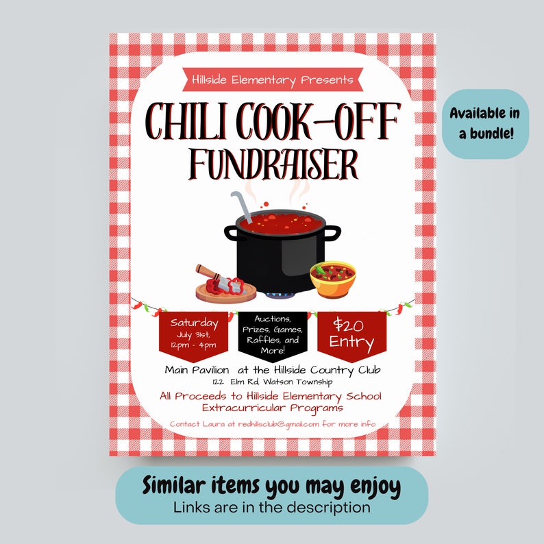 Chili Cook off Ticket Digital Download Editable and Printable Event