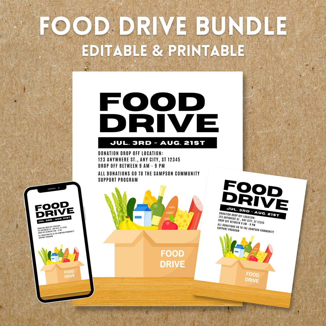 EDITABLE Food Drive Printables Includes Flyer Poster and - Etsy