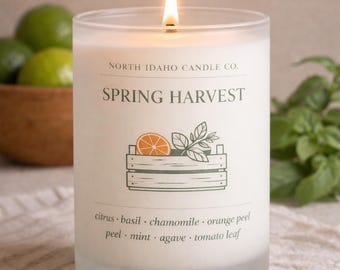 Spring Harvest Candle | Citrus Basil Herbal Candle | Fresh Spring Scent | Wood Wick Candle | North Idaho Candle Co.