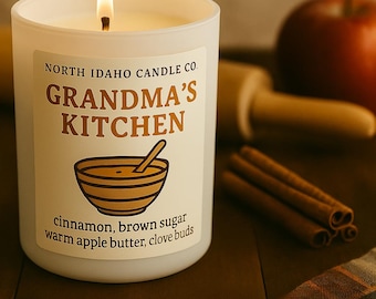 Grandma’s Kitchen - Apple Spice Candle – Warm Baked Goods Scent – Fall Candle – Wood Wick – Comfort Gift – North Idaho Candle Co.
