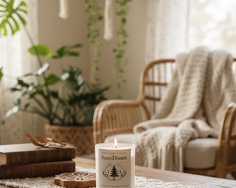 Sacred Forest Candle – Palo Santo, White Sage & Smoked Sandalwood – Meditative, Earthy, Ritual Candle