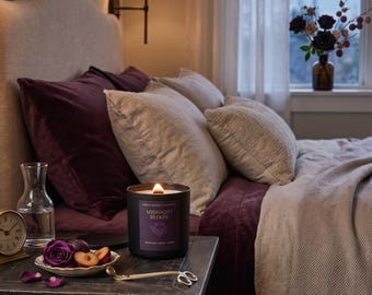 Midnight Bloom Candle | Black Rose, Plum & Vanilla | Luxury Wood Wick Candle | Matte Black Jar | Hand-Poured Palm Wax Candle | Romantic Gift