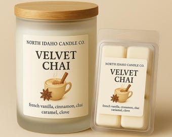Velvet Chai - Chai Spice Candle – Vanilla & Clove – Fall Candle – Cozy Scent – Wood Wick – North Idaho Candle Co.