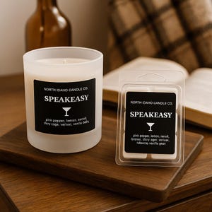 Speakeasy Candle – Brandy, Tobacco & Vanilla Bean – Sophisticated Masculine Candle – Vintage Lounge Vibe – North Idaho Candle Co.