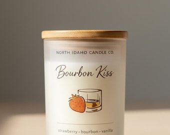 Bourbon Kiss Candle | Strawberry Bourbon Vanilla | Cozy Gourmand Candle | Warm Romantic Home Fragrance